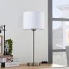 Lindby pöytävalaisin Annatina, valkoinen, nikkeli, korkeus 48 cm, tekstiili