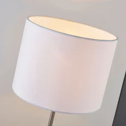 Lindby pöytävalaisin Annatina, valkoinen, nikkeli, korkeus 48 cm, tekstiili
