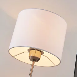 Lindby pöytävalaisin Annatina, valkoinen, nikkeli, korkeus 48 cm, tekstiili