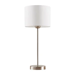 Lindby pöytävalaisin Annatina, valkoinen, nikkeli, korkeus 48 cm, tekstiili