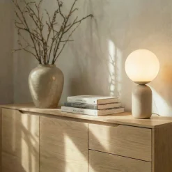 Lindby pöytävalaisin Lennes, beige, lasi, Ø 20 cm