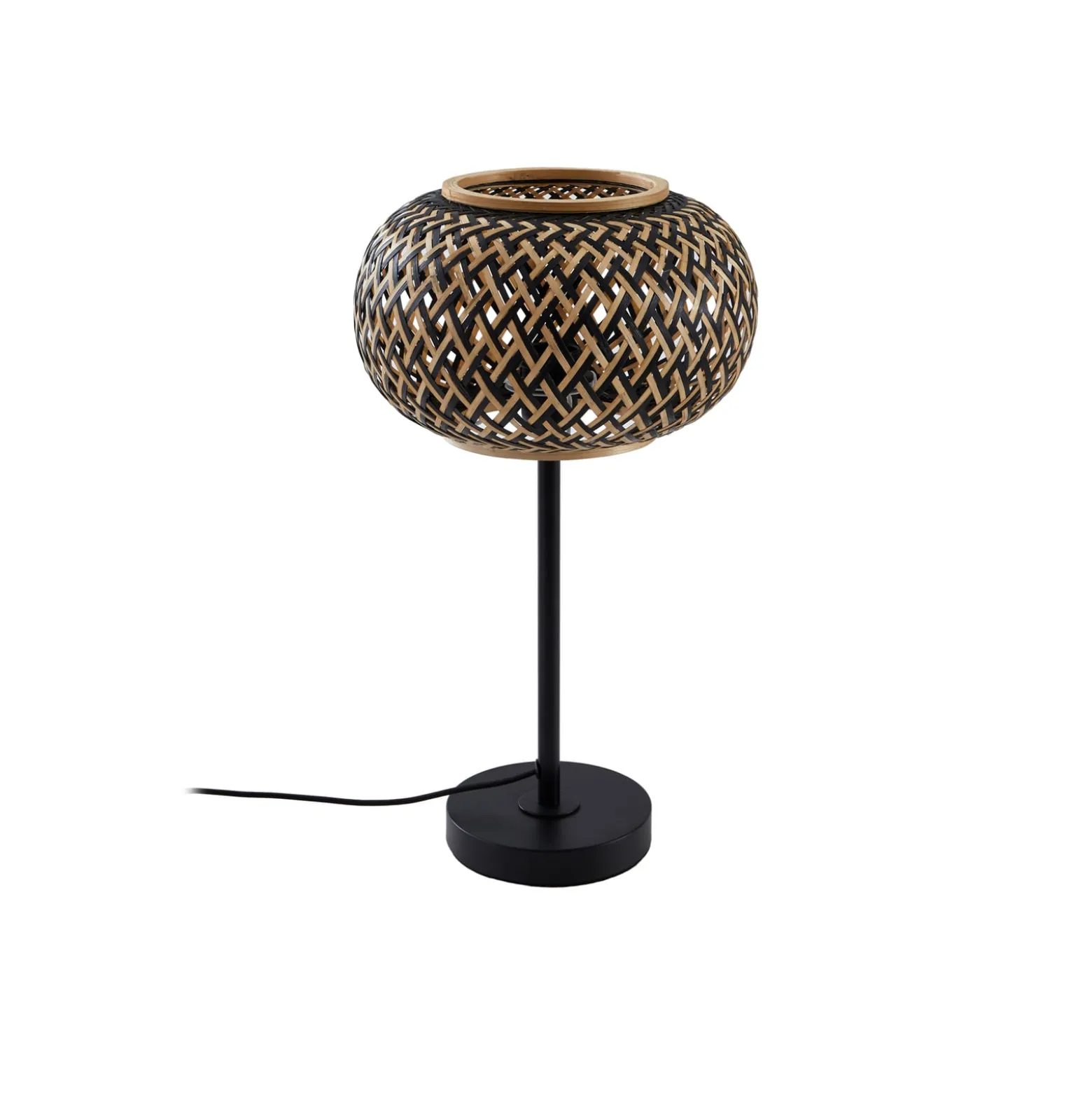Lindby pöytävalaisin Nerys, musta, bambu, Ø 28 cm