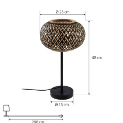 Lindby pöytävalaisin Nerys, musta, bambu, Ø 28 cm
