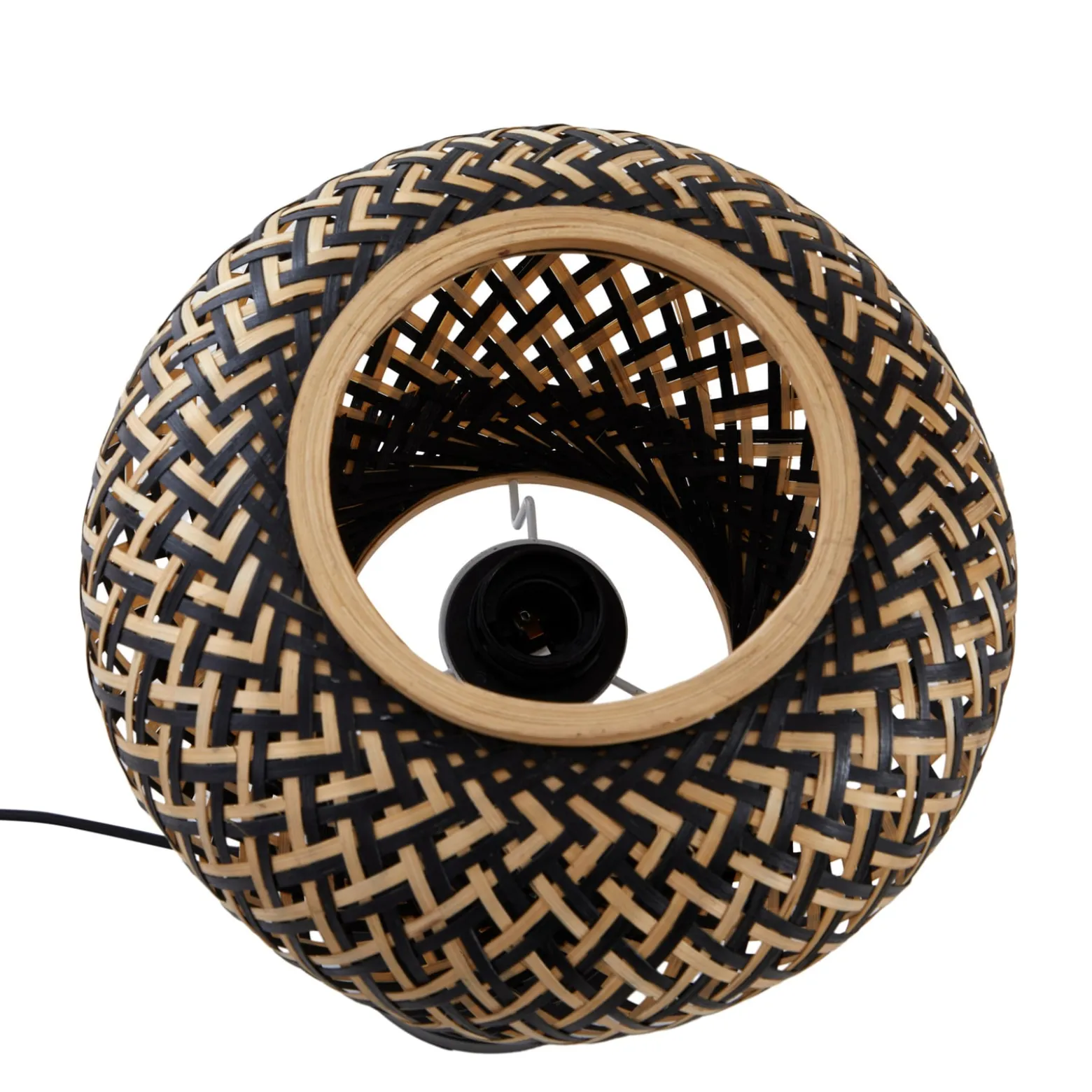 Lindby pöytävalaisin Nerys, musta, bambu, Ø 28 cm