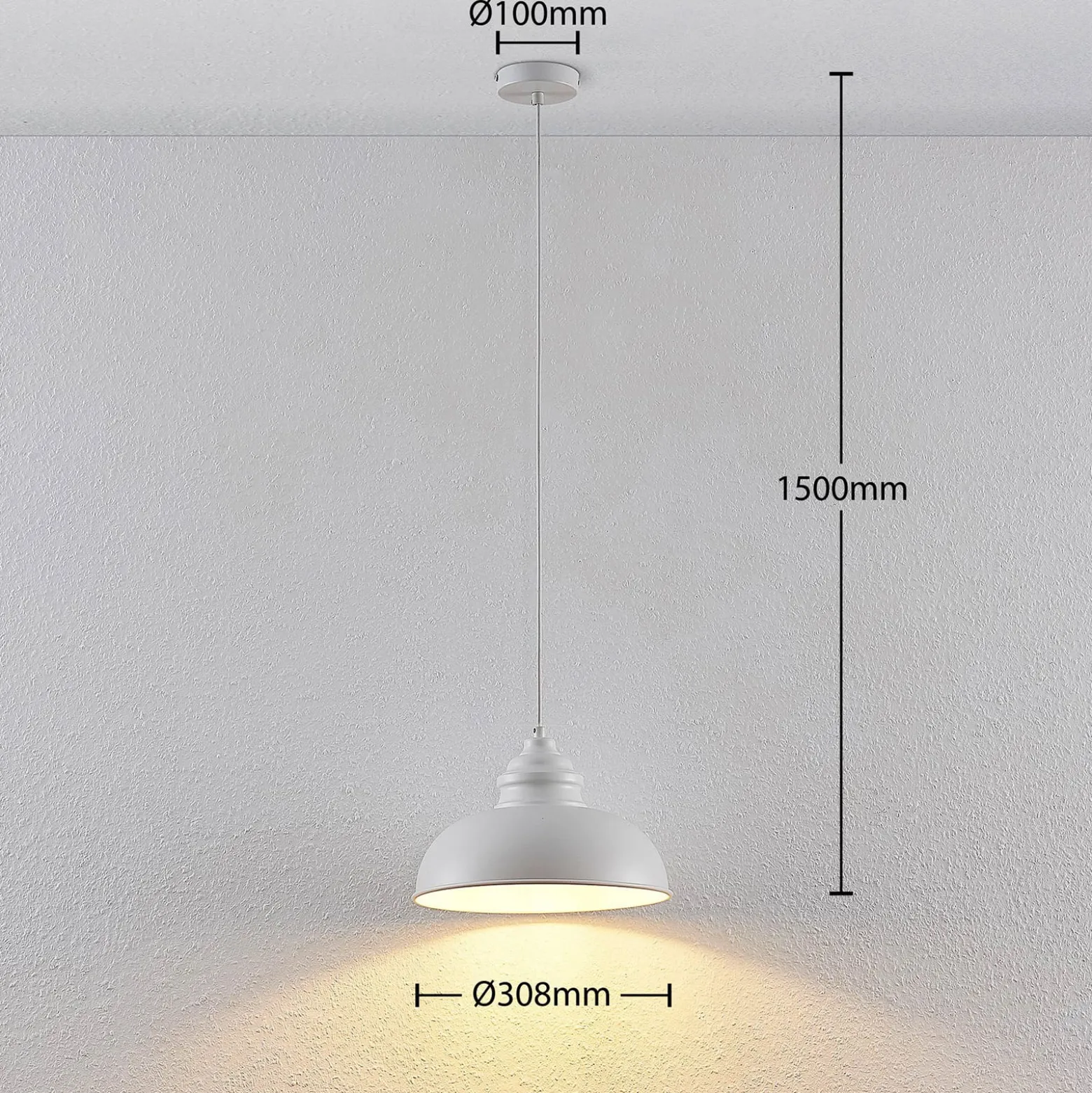 Lindby Riippuvalaisin Cliona, valkoinen, metalli, Ø 31 cm, E27