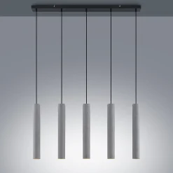 Lindby-riippuvalaisin Concretto, 100 cm, harmaa, 5-valo, betoni