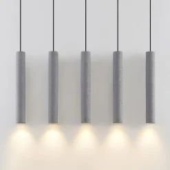 Lindby-riippuvalaisin Concretto, 100 cm, harmaa, 5-valo, betoni