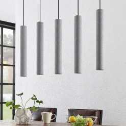 Lindby-riippuvalaisin Concretto, 100 cm, harmaa, 5-valo, betoni