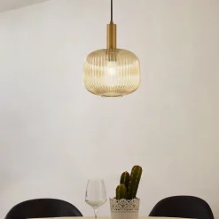 Lindby riippuvalaisin Doroteo, 25 cm, 1-lamppuinen, keltainen, lasi