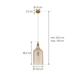 Lindby Riippuvalaisin Drakar, 1-valo, meripihka, lasi, Ø 19,5 cm