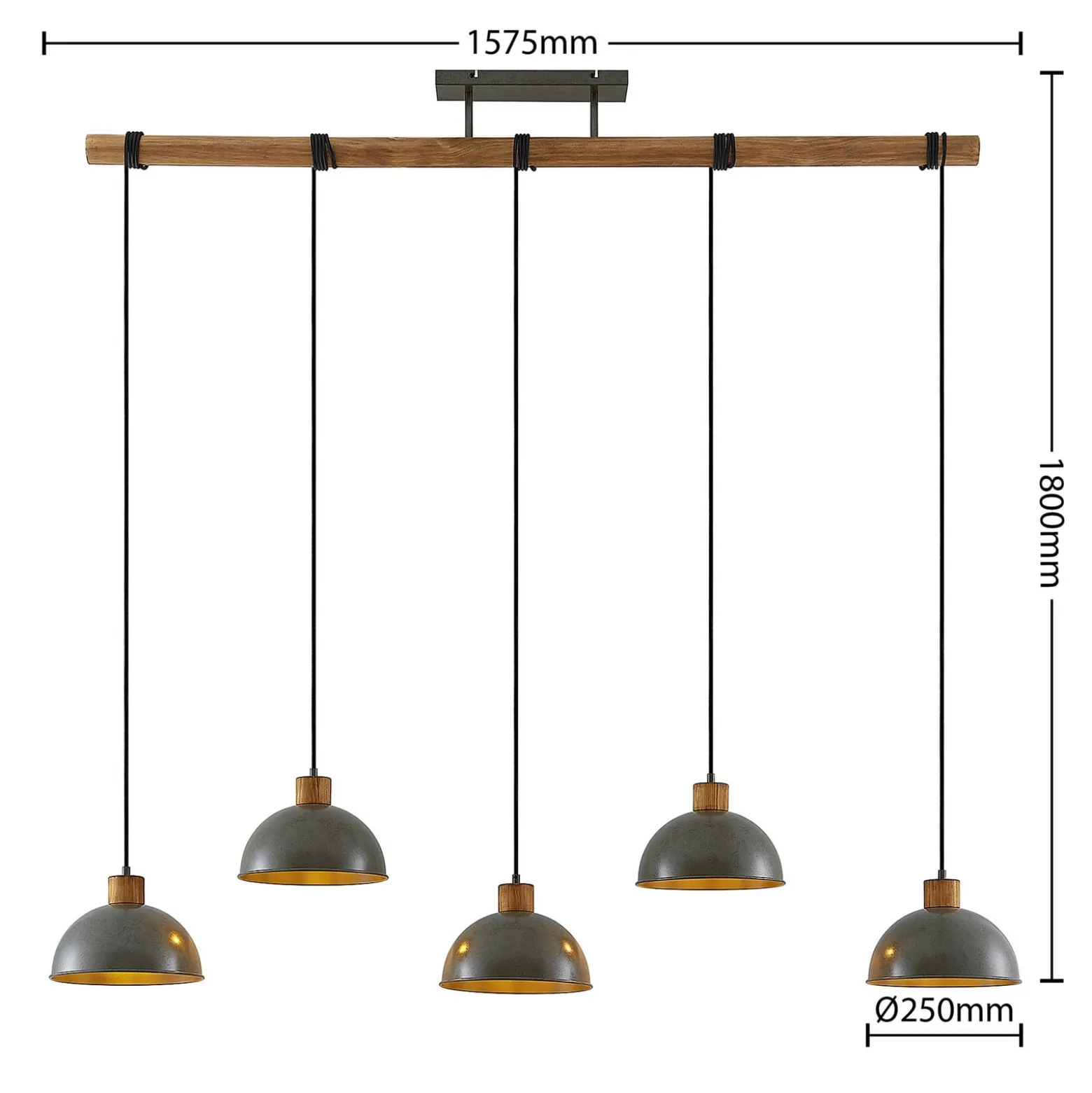 Lindby-riippuvalaisin Durbis, 149 cm, musta, 5-valo, puuta