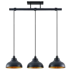 Lindby Riippuvalaisin Emna, 3-valo, musta/kulta, metalli, 101cm