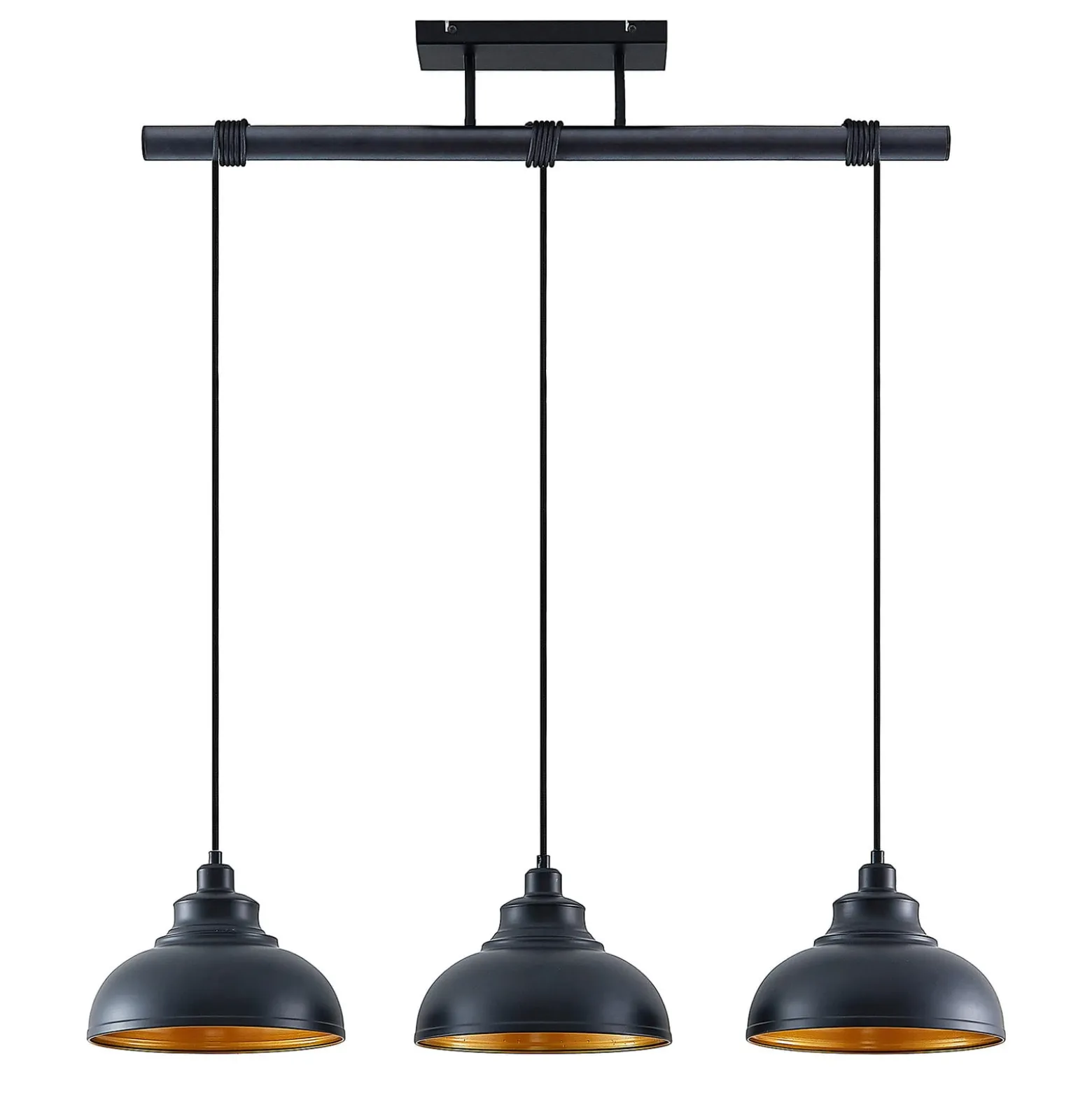 Lindby Riippuvalaisin Emna, 3-valo, musta/kulta, metalli, 101cm