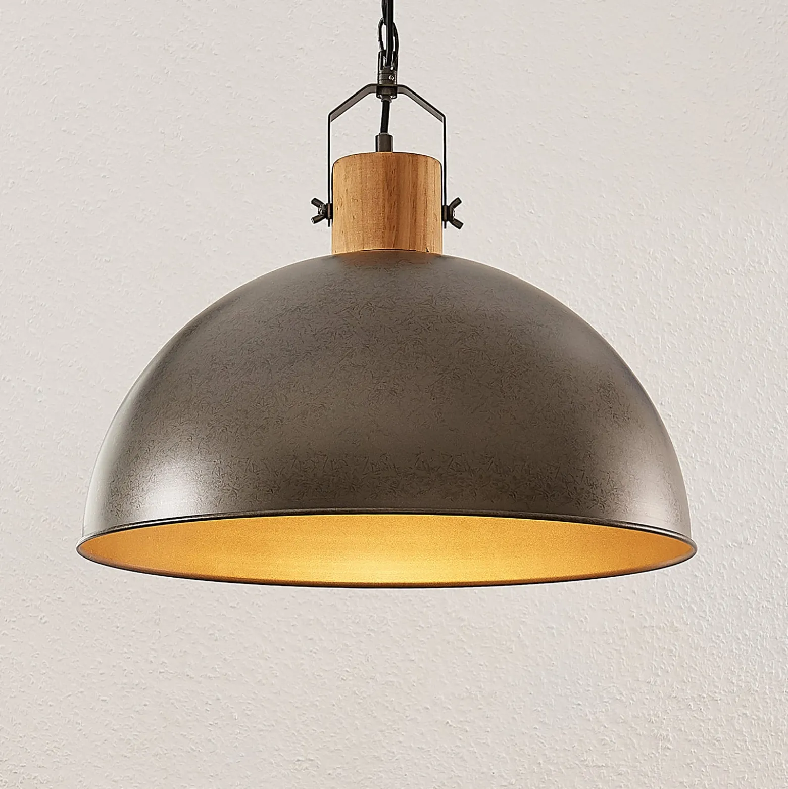 Lindby riippuvalaisin Holgar, vihreä, puu, metalli, Ø 45 cm, E27