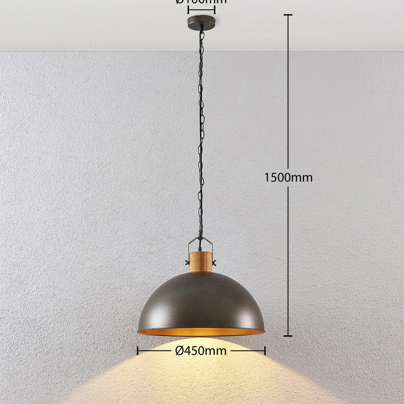Lindby riippuvalaisin Holgar, vihreä, puu, metalli, Ø 45 cm, E27