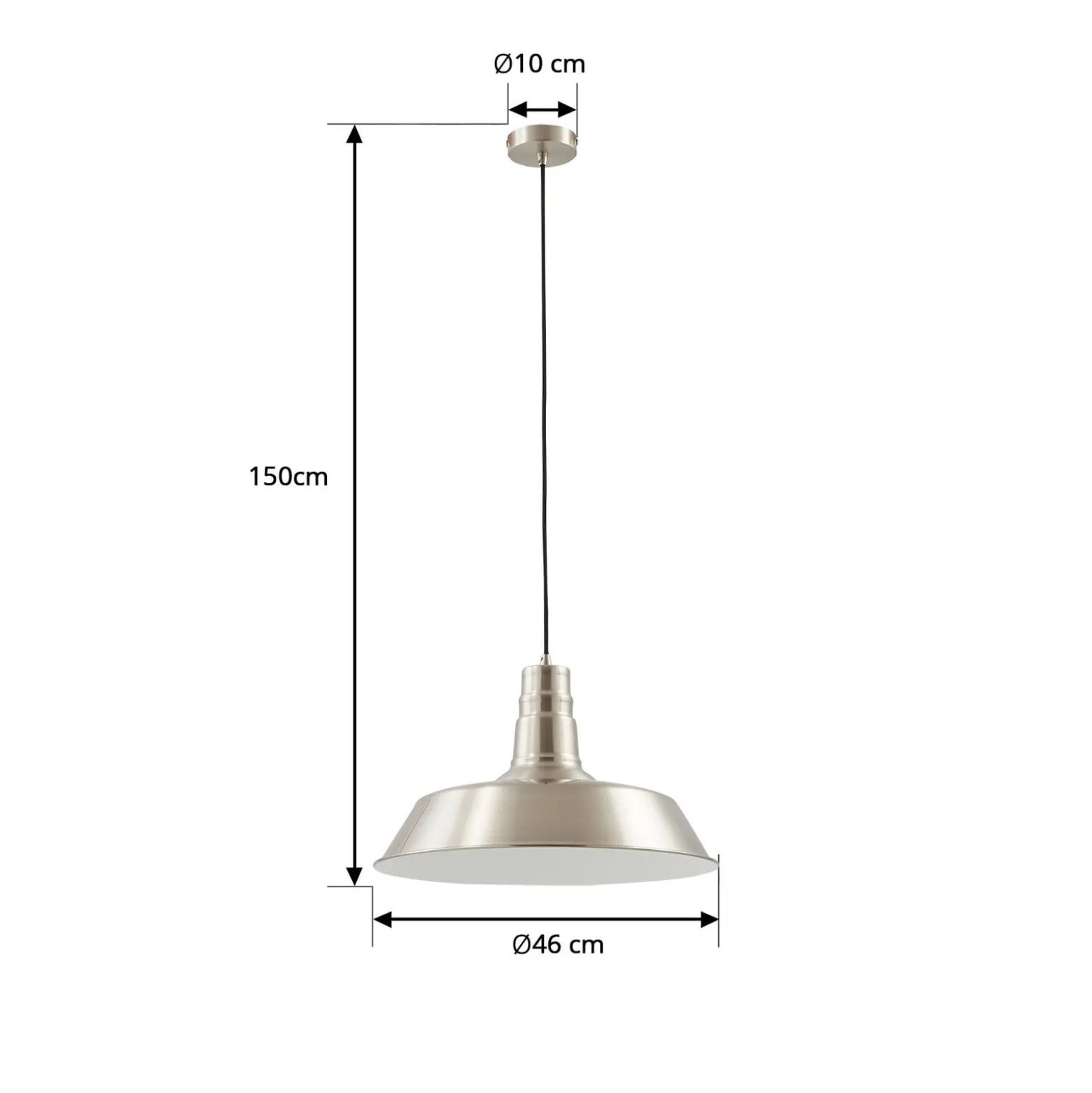 Lindby riippuvalaisin Laylan, nikkeli/valkoinen, Ø 46 cm, metallia