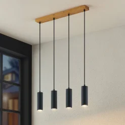 Lindby-riippuvalaisin Maniva. 60 cm, 4-valo, musta, GU10