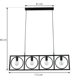 Lindby riippuvalaisin Mateja, musta, metalli, 112 cm, 4-valo.