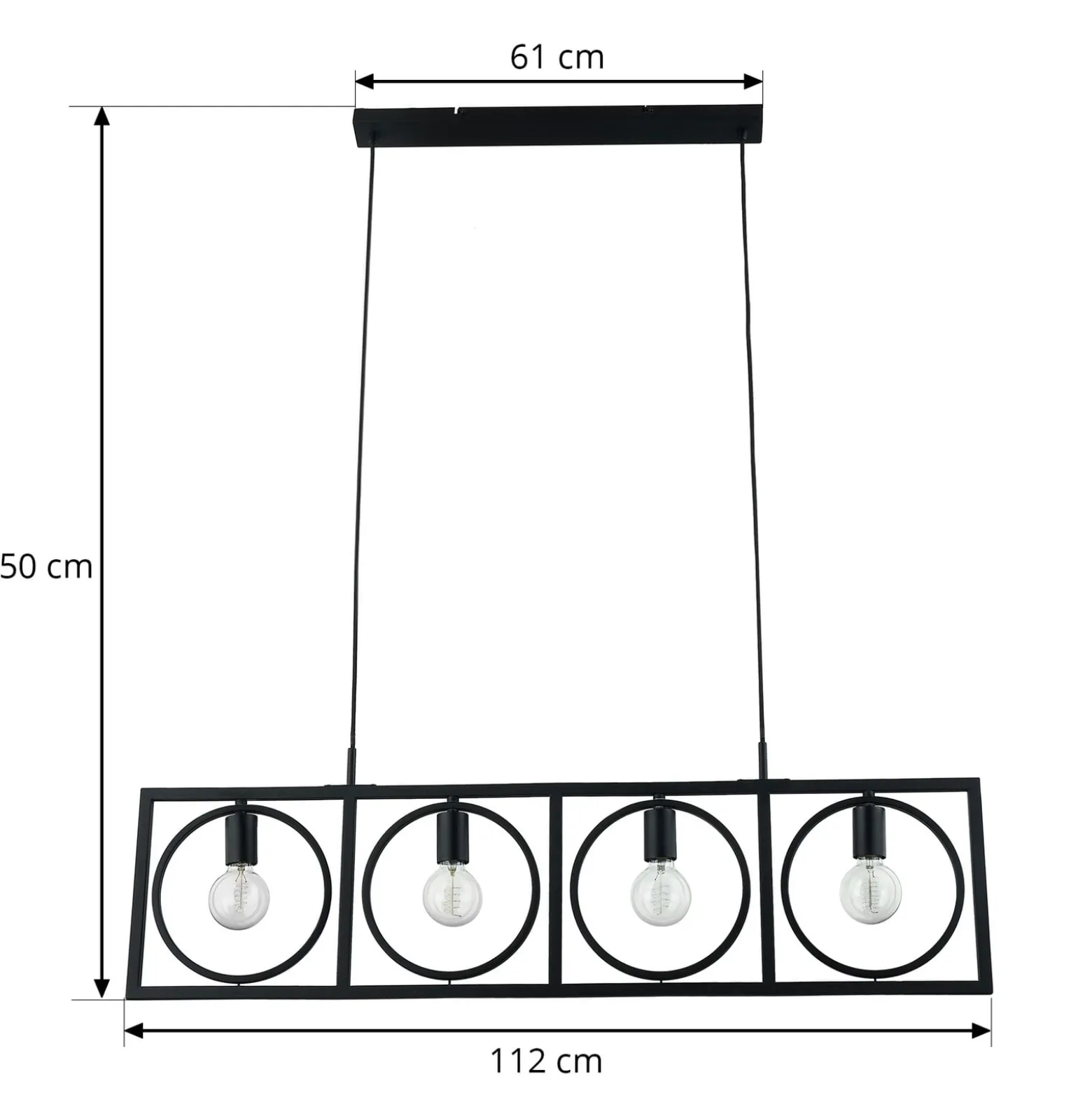 Lindby riippuvalaisin Mateja, musta, metalli, 112 cm, 4-valo.