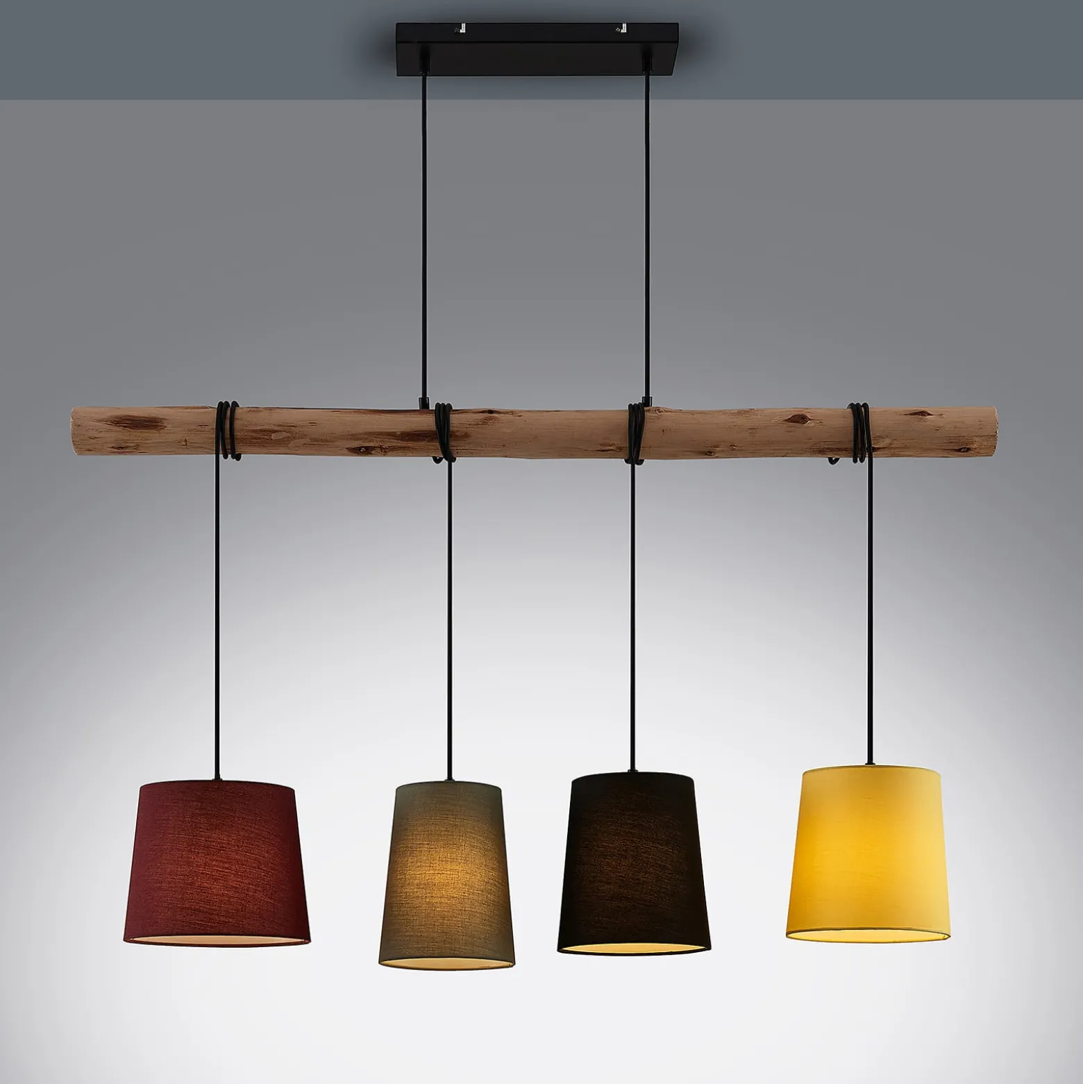 Lindby-riippuvalaisin Moskova , värikäs, tekstiili, puu, E27, 116 cm