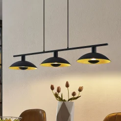 Lindby riippuvalaisin Narisara, 118cm, E14, 3-valo, musta-kultainen