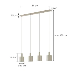 Lindby riippuvalaisin Ovelia, beige, 4-valo, metalli, E27