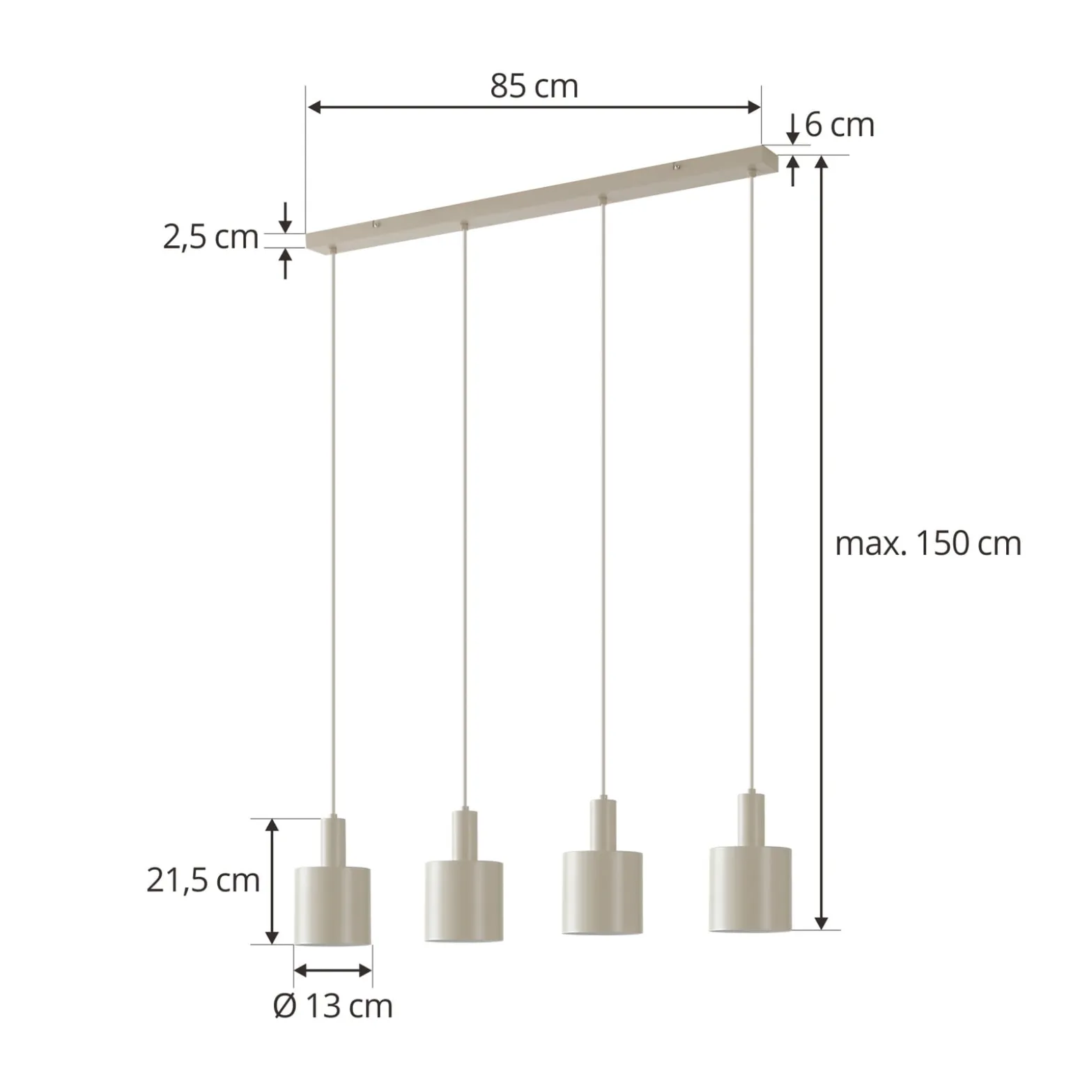 Lindby riippuvalaisin Ovelia, beige, 4-valo, metalli, E27