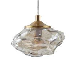 Lindby riippuvalaisin Piatra, Ø45cm, 5-valo, konjakki/messinki, lasi