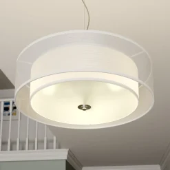 Lindby Riippuvalaisin Pikka, valkoinen, tekstiili, Ø 50 cm, E27