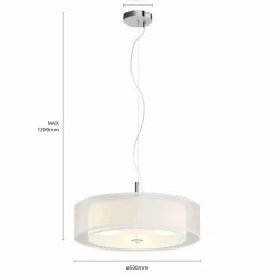 Lindby Riippuvalaisin Pikka, valkoinen, tekstiili, Ø 50 cm, E27