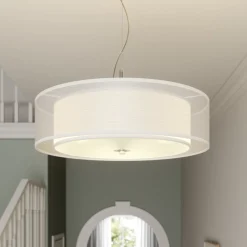 Lindby Riippuvalaisin Pikka, valkoinen, tekstiili, Ø 50 cm, E27