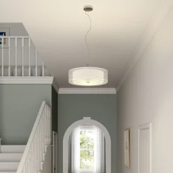 Lindby Riippuvalaisin Pikka, valkoinen, tekstiili, Ø 50 cm, E27