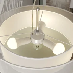 Lindby Riippuvalaisin Pikka, valkoinen, tekstiili, Ø 50 cm, E27