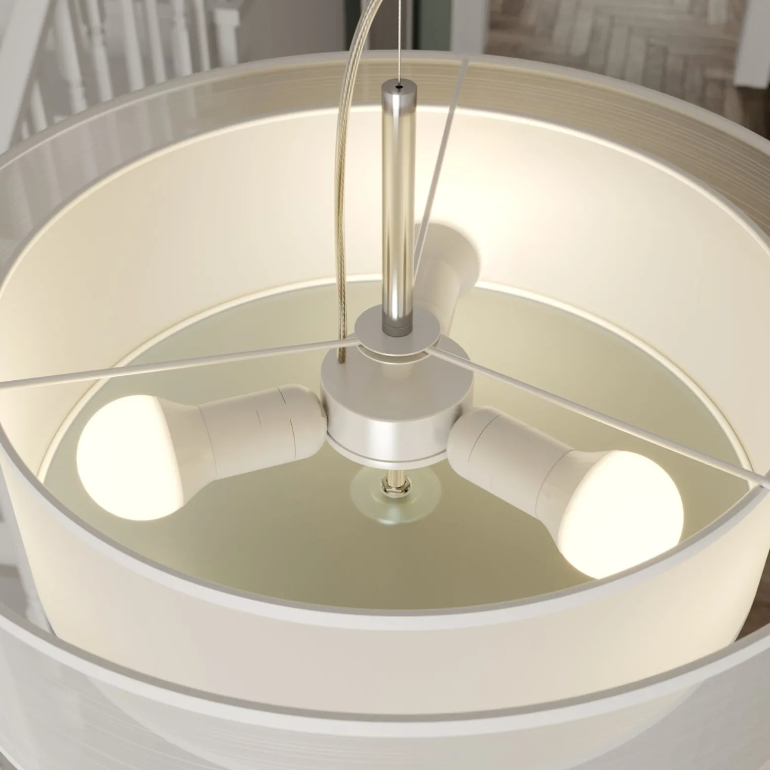 Lindby Riippuvalaisin Pikka, valkoinen, tekstiili, Ø 50 cm, E27