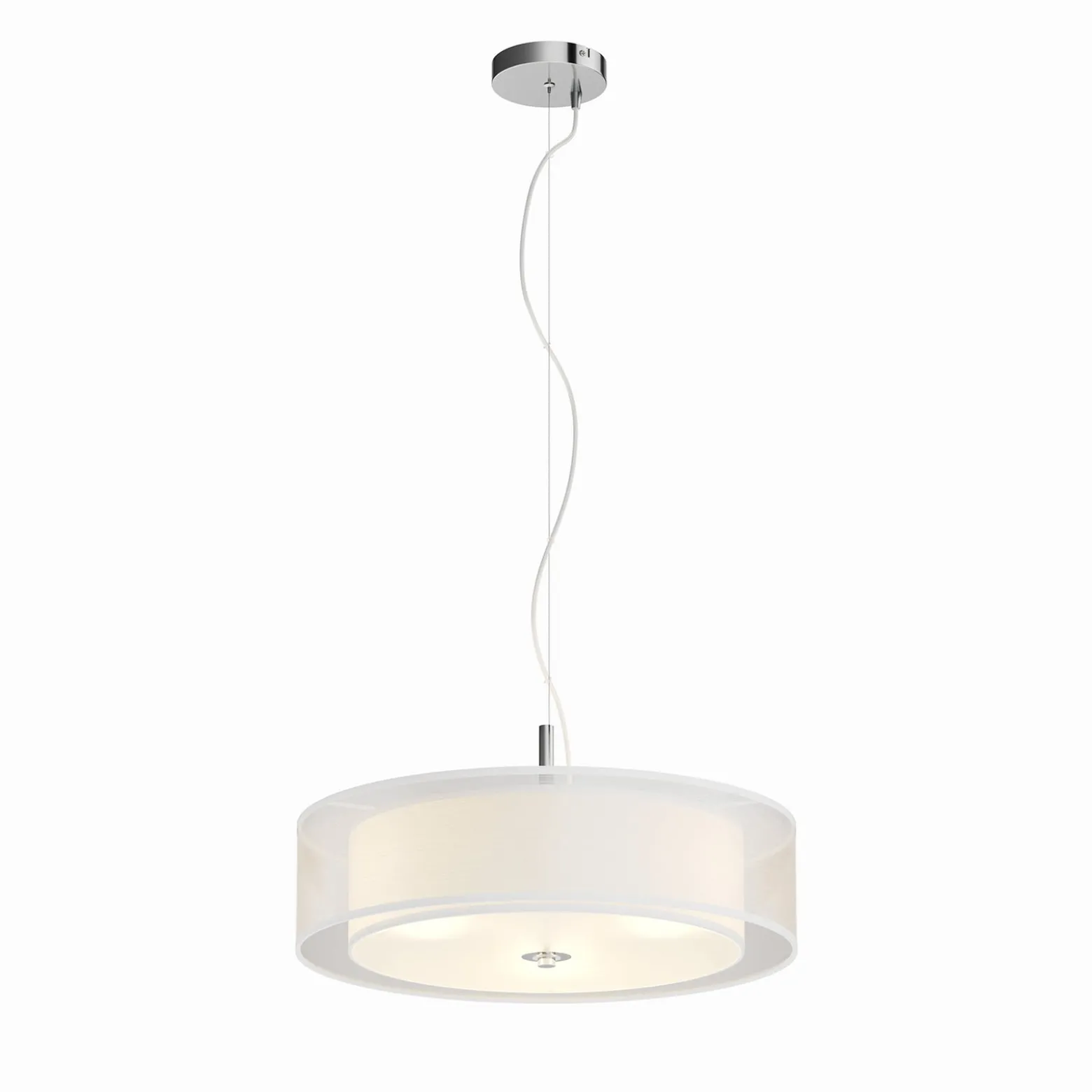 Lindby Riippuvalaisin Pikka, valkoinen, tekstiili, Ø 50 cm, E27