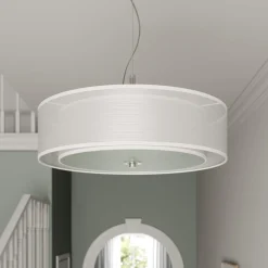 Lindby Riippuvalaisin Pikka, valkoinen, tekstiili, Ø 50 cm, E27