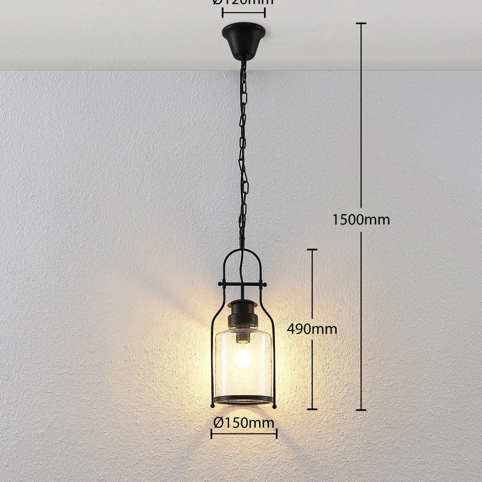 Lindby riippuvalaisin Rozalie, musta, metalli, lyhty, 21cm