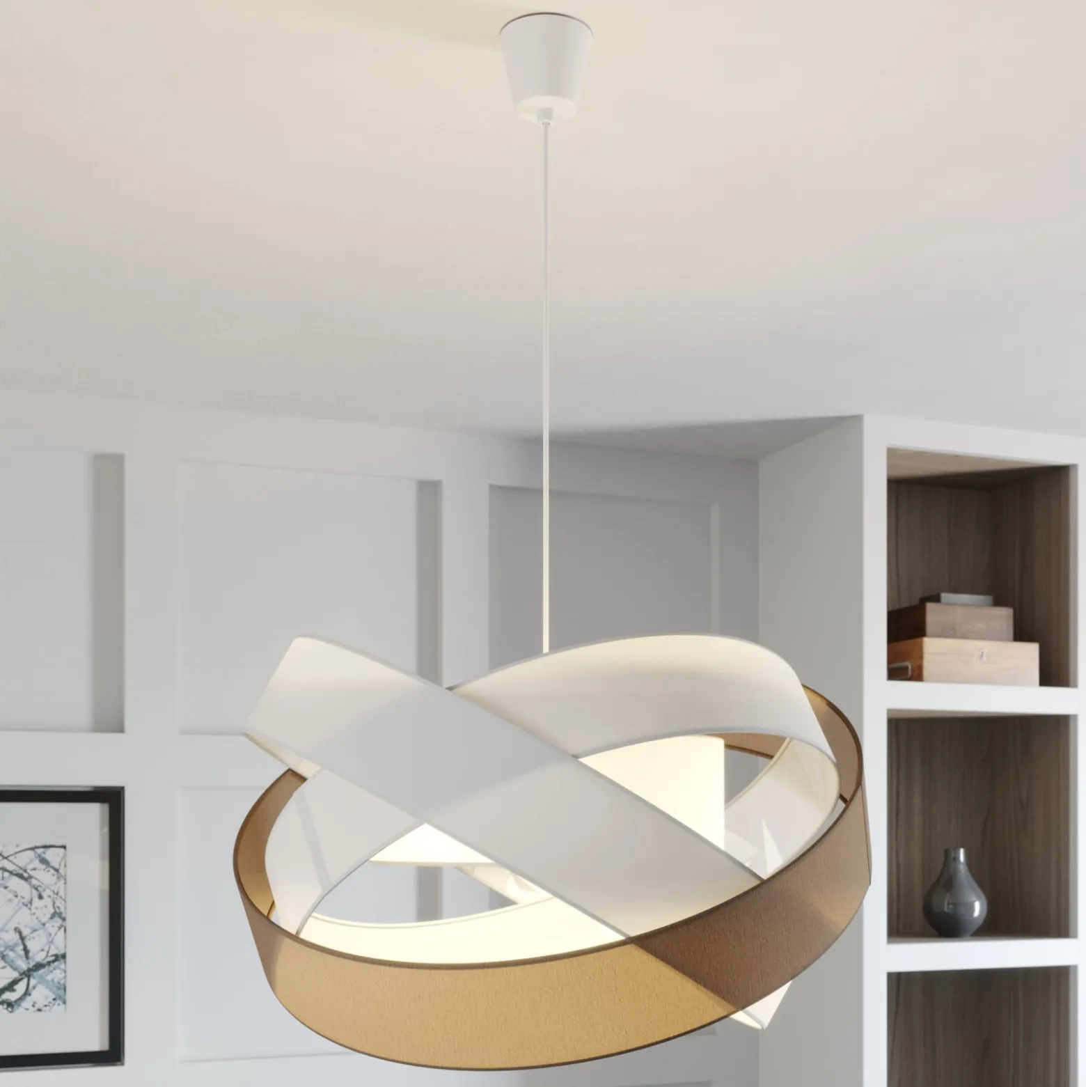 Lindby riippuvalaisin Simaria, ruskea/harmaa/valkoinen, Ø 60 cm, E27