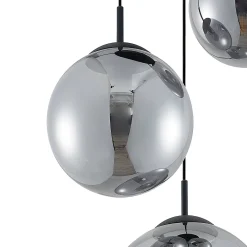 Lindby Riippuvalaisin Teeja, savu, 3-valo, Ø52cm, lasi, E27