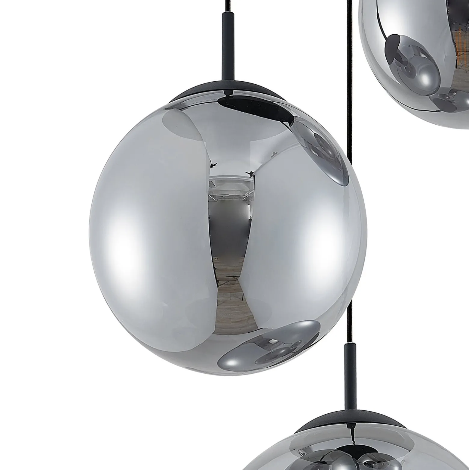 Lindby Riippuvalaisin Teeja, savu, 3-valo, Ø52cm, lasi, E27