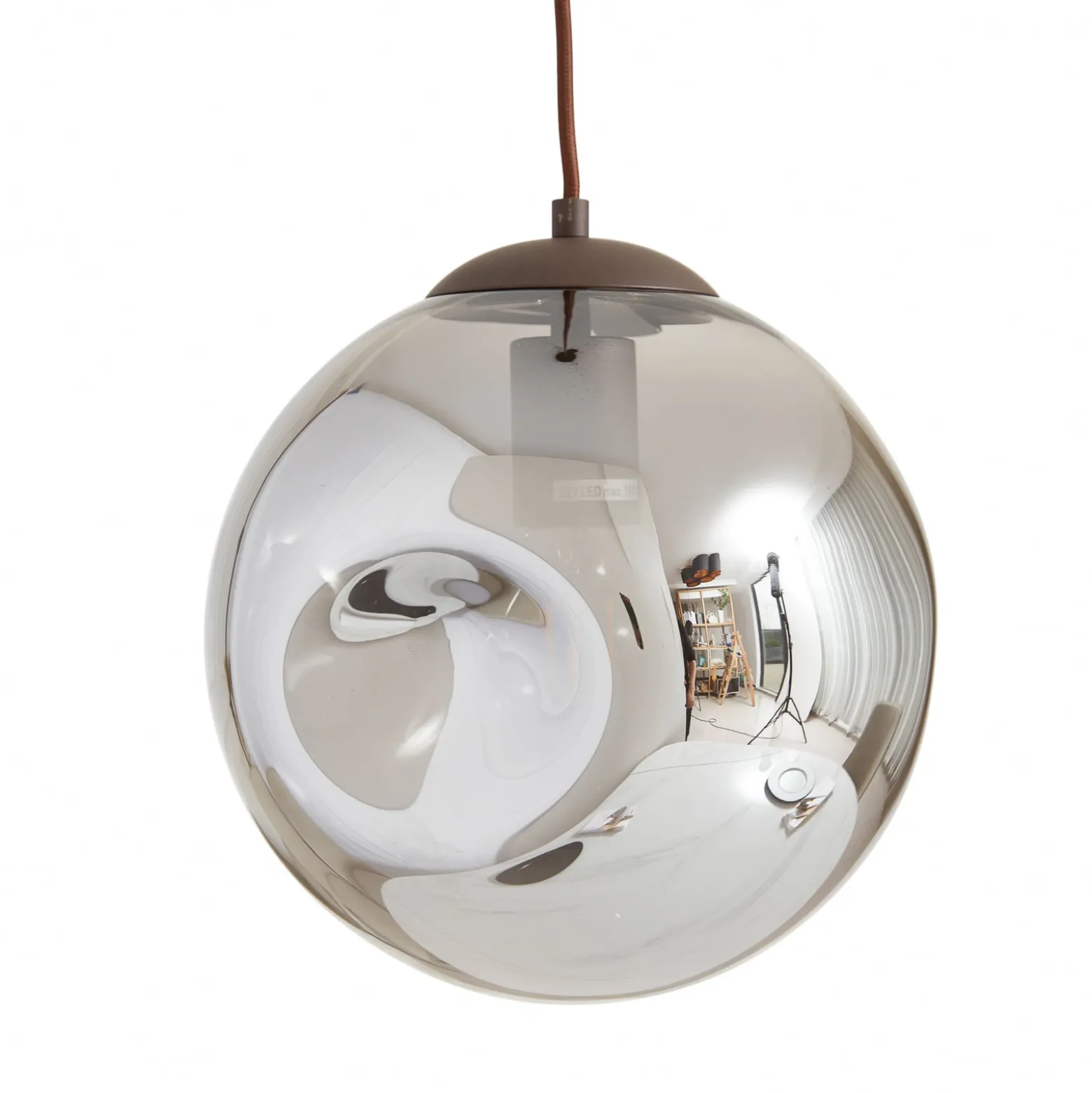 Lindby Riippuvalaisin Valentina, E27, Ø 49 cm, savunharmaa, lasi