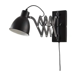 Lindby seinälamppu Merle, musta, 60 cm, lukulamppu, ulosvedettävä