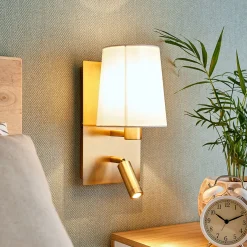 Lindby seinävalaisin Aiden, 30 cm, antiikkimessinki, LED-lukuvalaisin