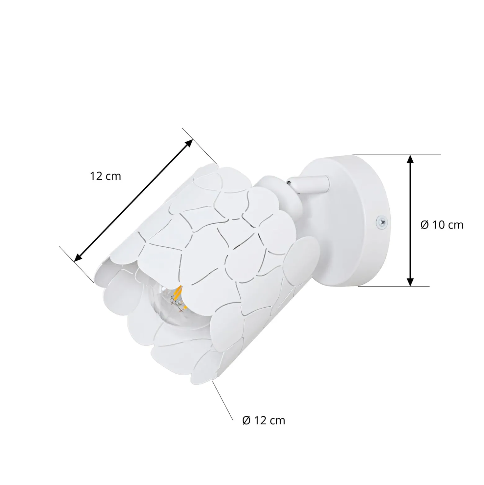 Lindby seinävalaisin Aralena, valkoinen, 1-valo, metalli, Ø 12 cm