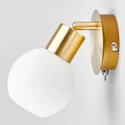 Lindby seinävalaisin Elaina, messinginvärinen, lasi, 14 cm korkea, E14