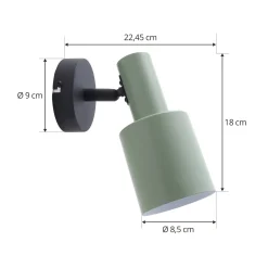 Lindby seinävalaisin Ovelia, vihreä/musta, metalli, E27