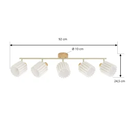 Lindby Shiloh -kattokohdevalo, 5-lamppuinen, luonnonvärinen/beige, puu