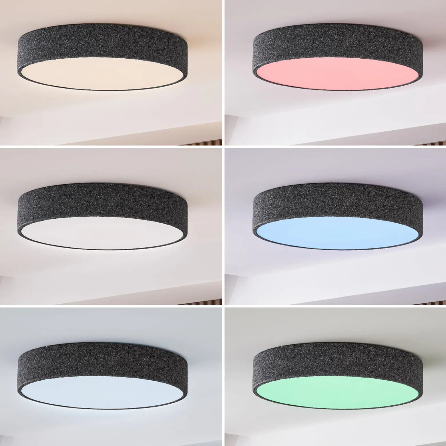Lindby Smart LED-kattovalaisin Elmor Ø 45 cm harmaa RGB CCT