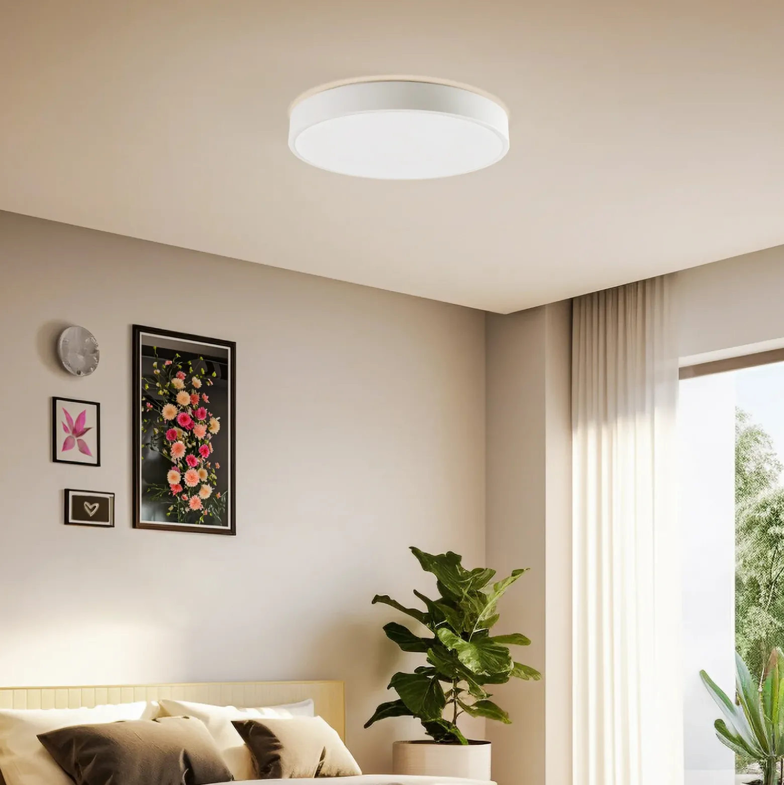 Lindby Smart LED-kattovalaisin Innes valkoinen Ø 38 cm RGB CCT Tuya Tuya