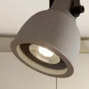 Lindby Spot Mitis, 50 cm, 3-valo, harmaa, puu, betoni, GU10